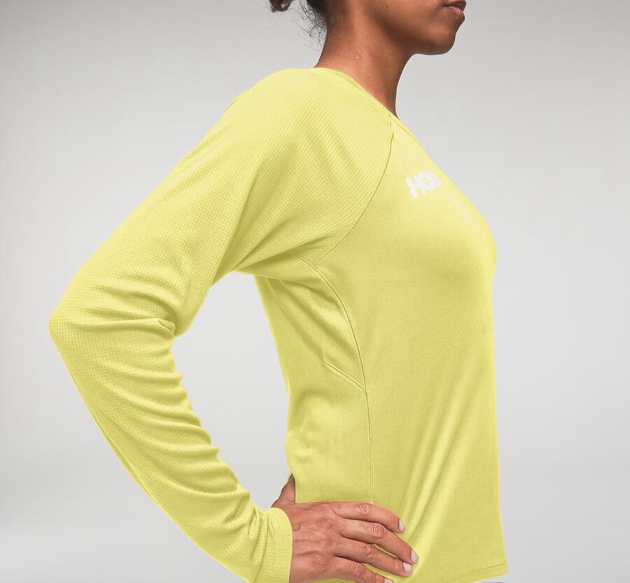 Hoka One One Tops Womens Yellow - Performance Long Sleeve - 25103QJRT